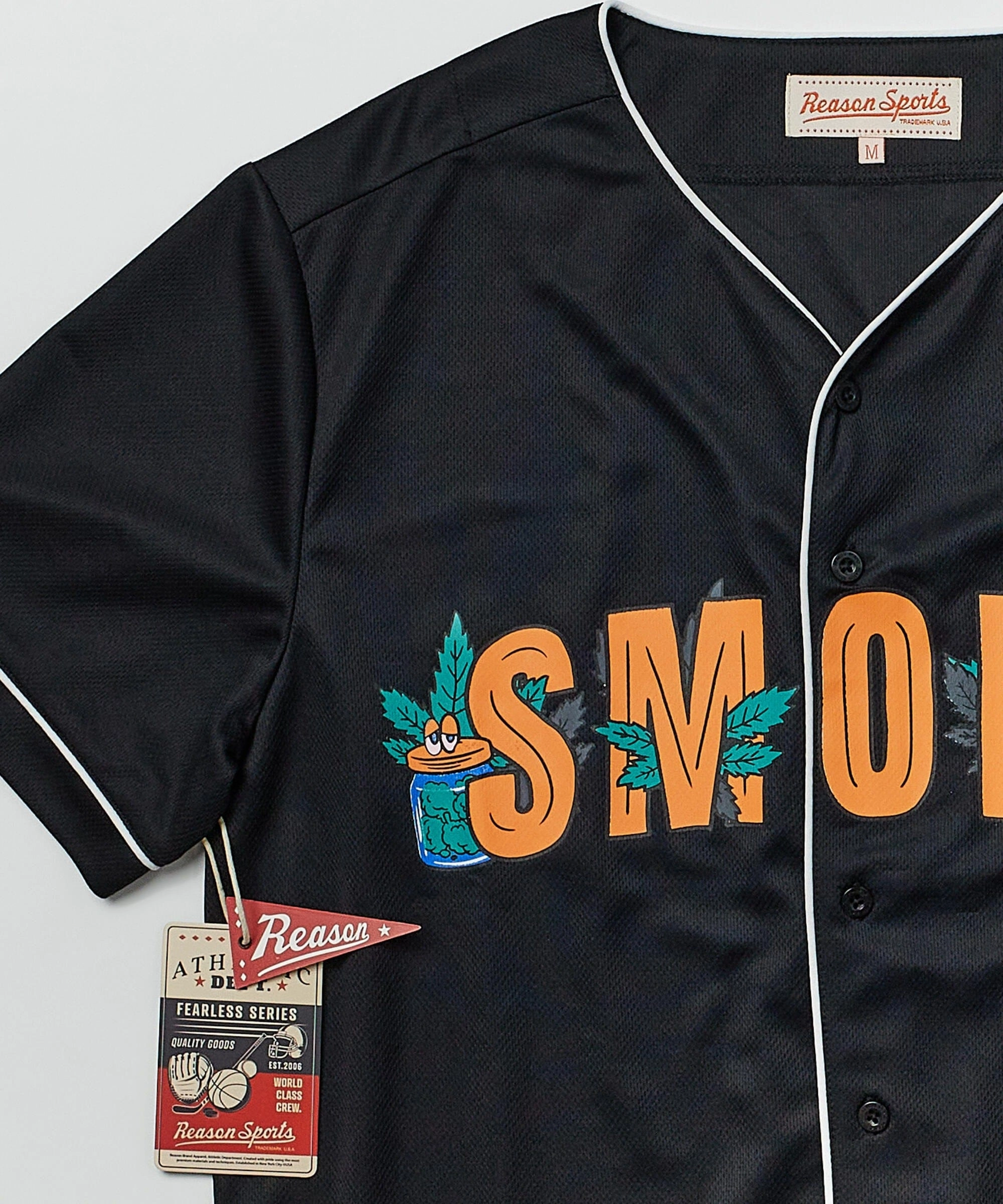 NonRestrictiveCollar ConvertibleSleeves Smoke Baseball Jersey - Black