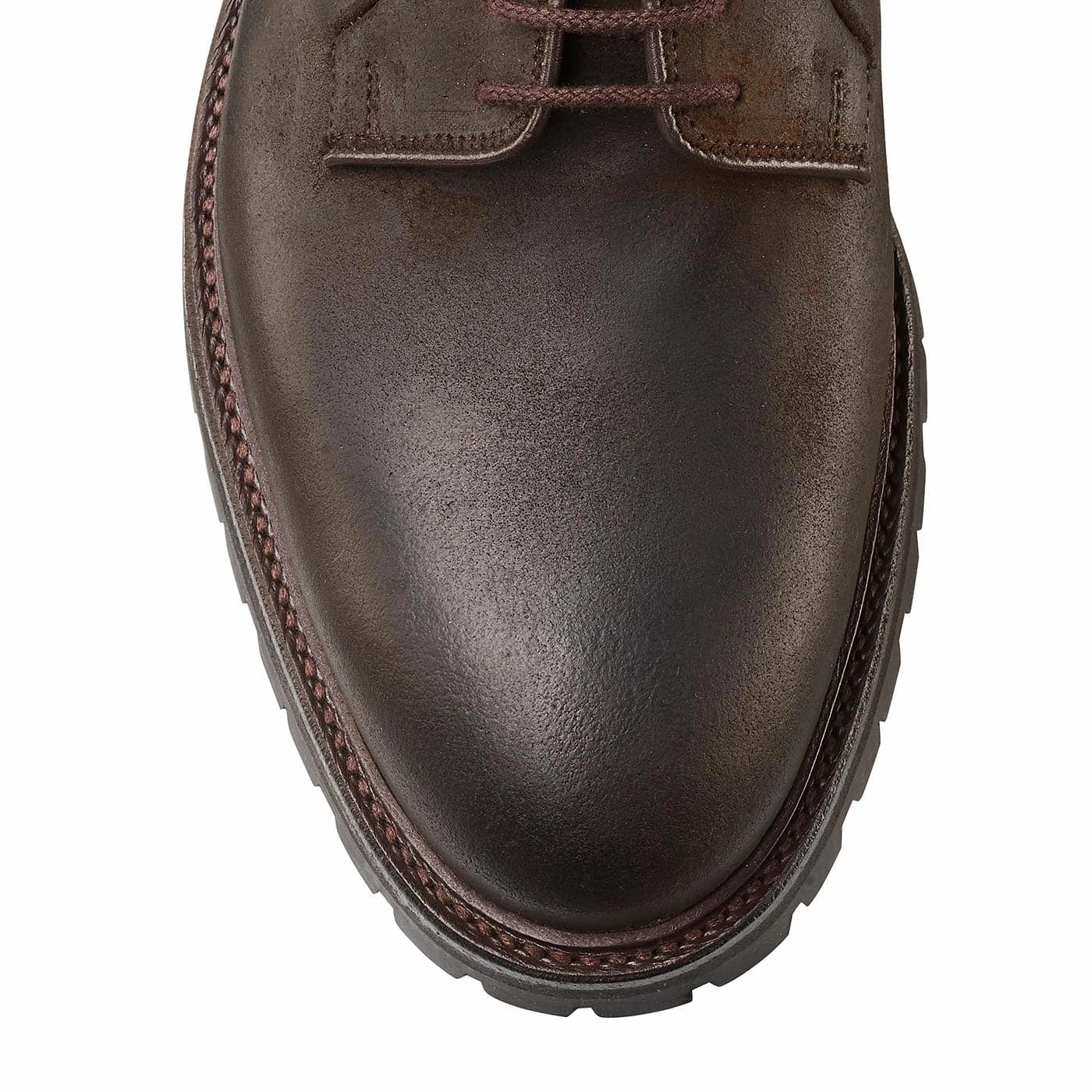 Lanark 3 Dark Brown Rough-Out Suede Polished Texture