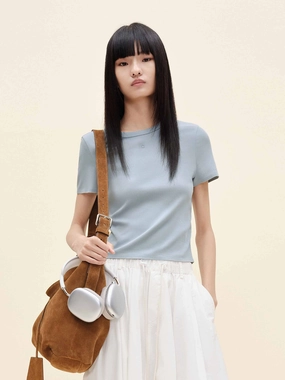 Daily Trend Look Light and Breathable Cotton Blend Slim T-shirt