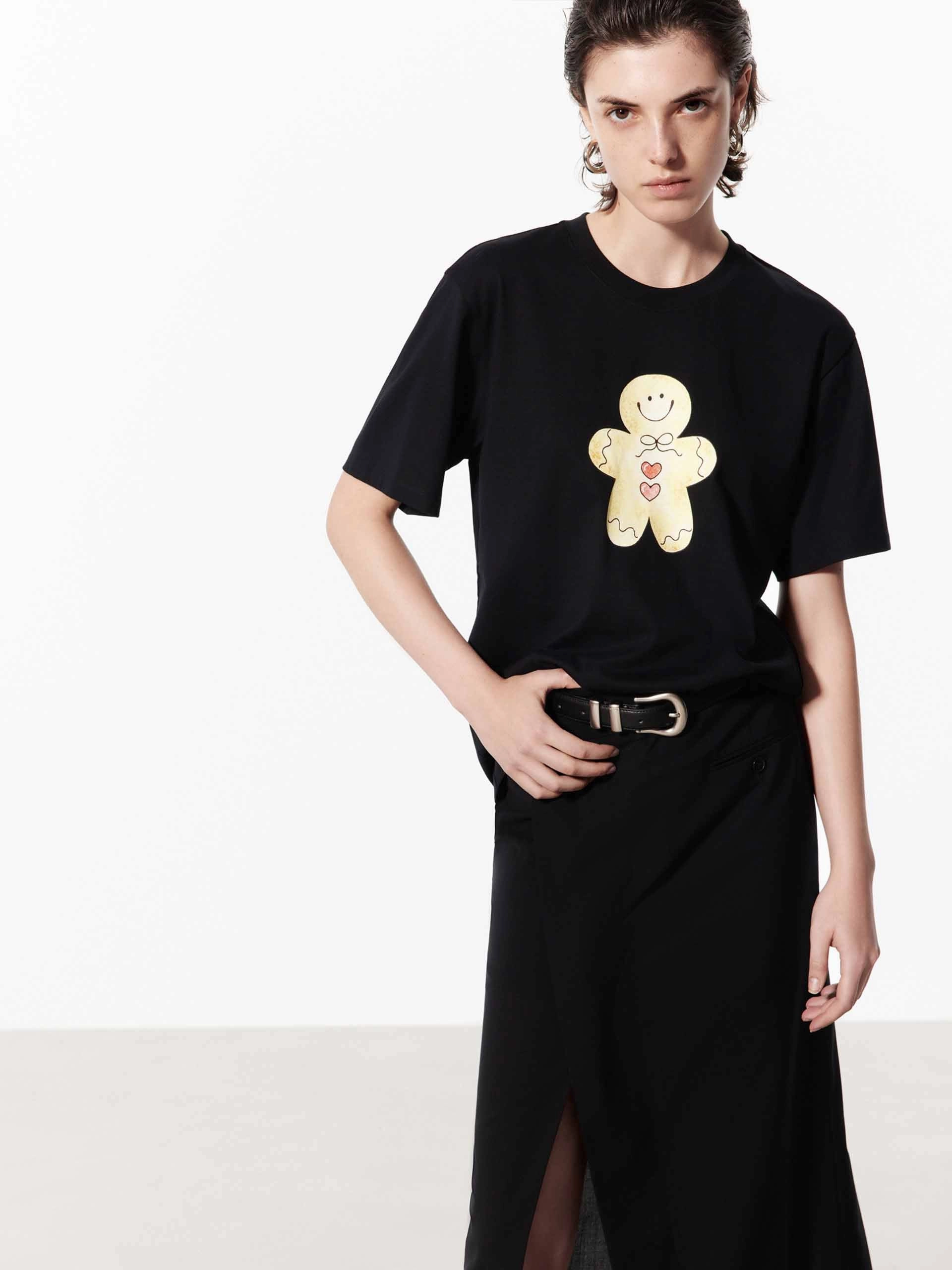 Trendy Design Simple and Cozy Cartoon Print Cotton T-shirt