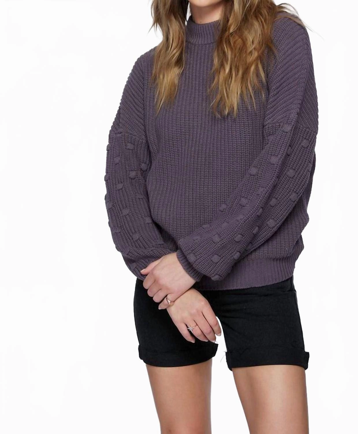 Fashion Layer Lucky Lady Mock Neck Sweater In Slate