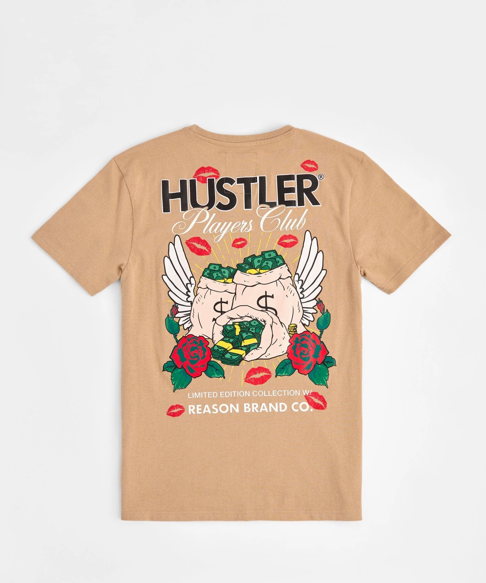 Recycled Polyester Fabric Professional Wear Hustler Players Club Embroidered Short Sleeve Tee - Clay