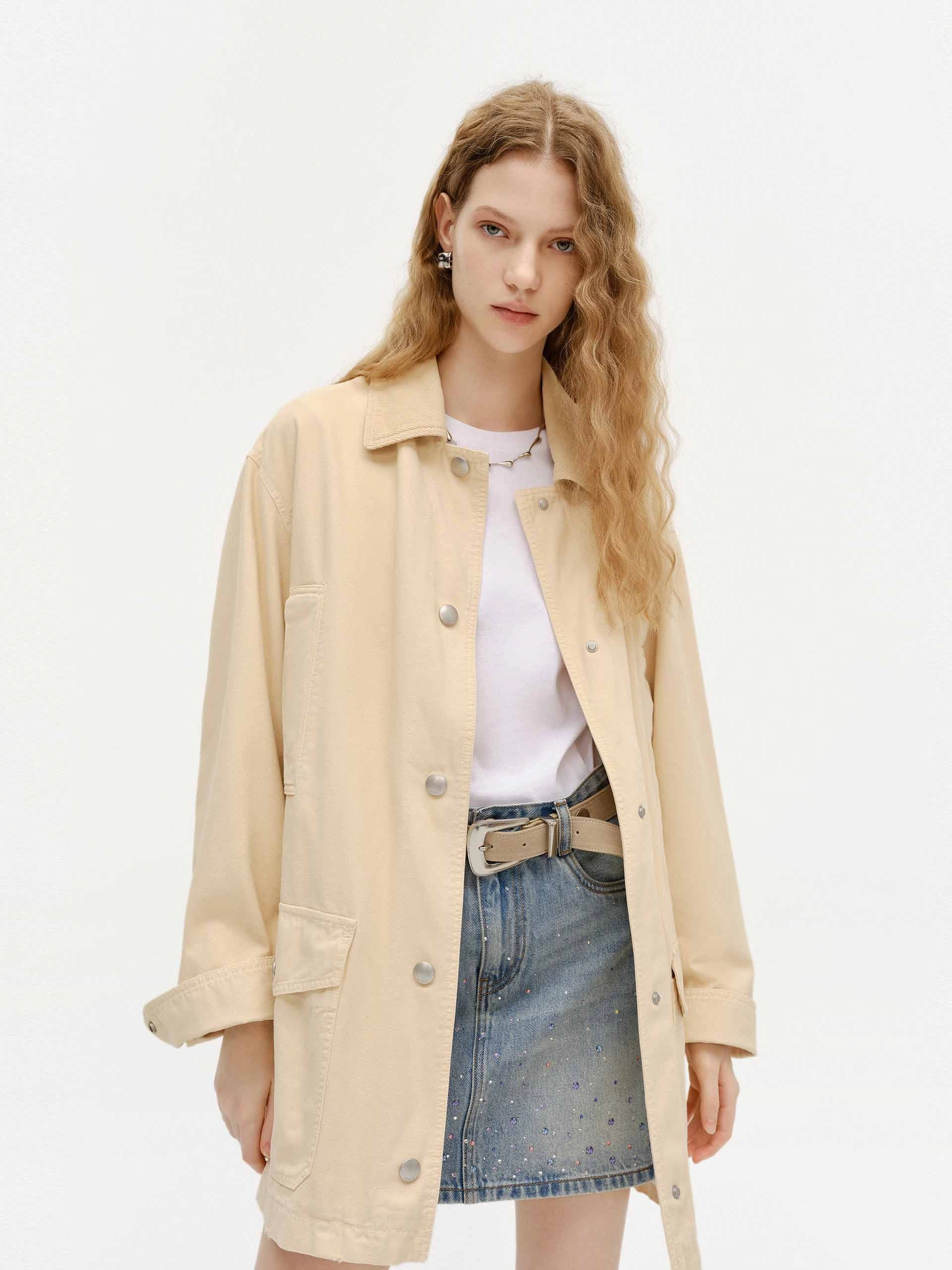 Snap Button Cotton Jacket Windproof Design
