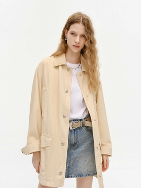 Snap Button Cotton Jacket Windproof Design