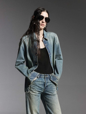 Snap Button Denim Shirt Odor Resistant Material QuickDry