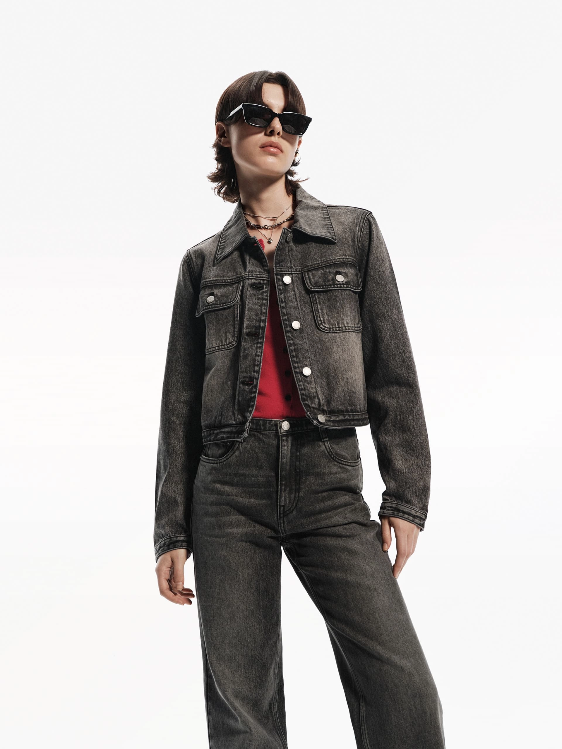 Oversized Silhouette Vintage Cropped Jacket