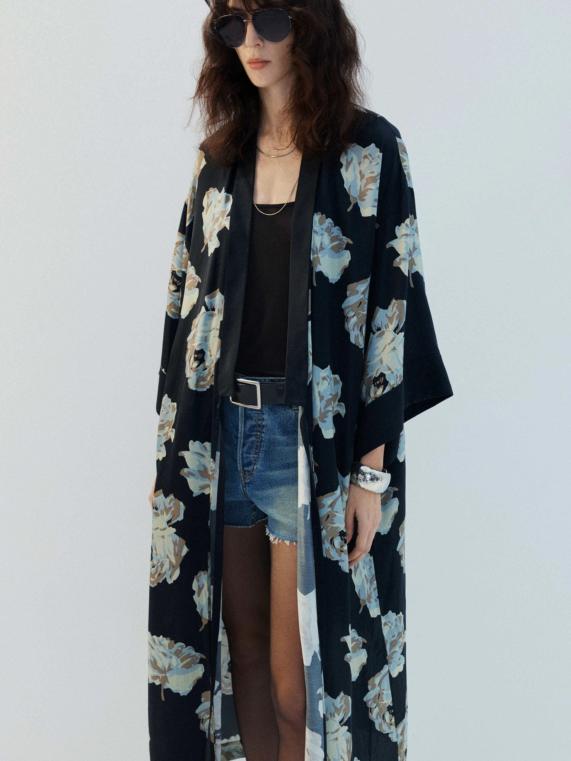 Chic Style LowImpact Dye Process Long Floral Printed Coat
