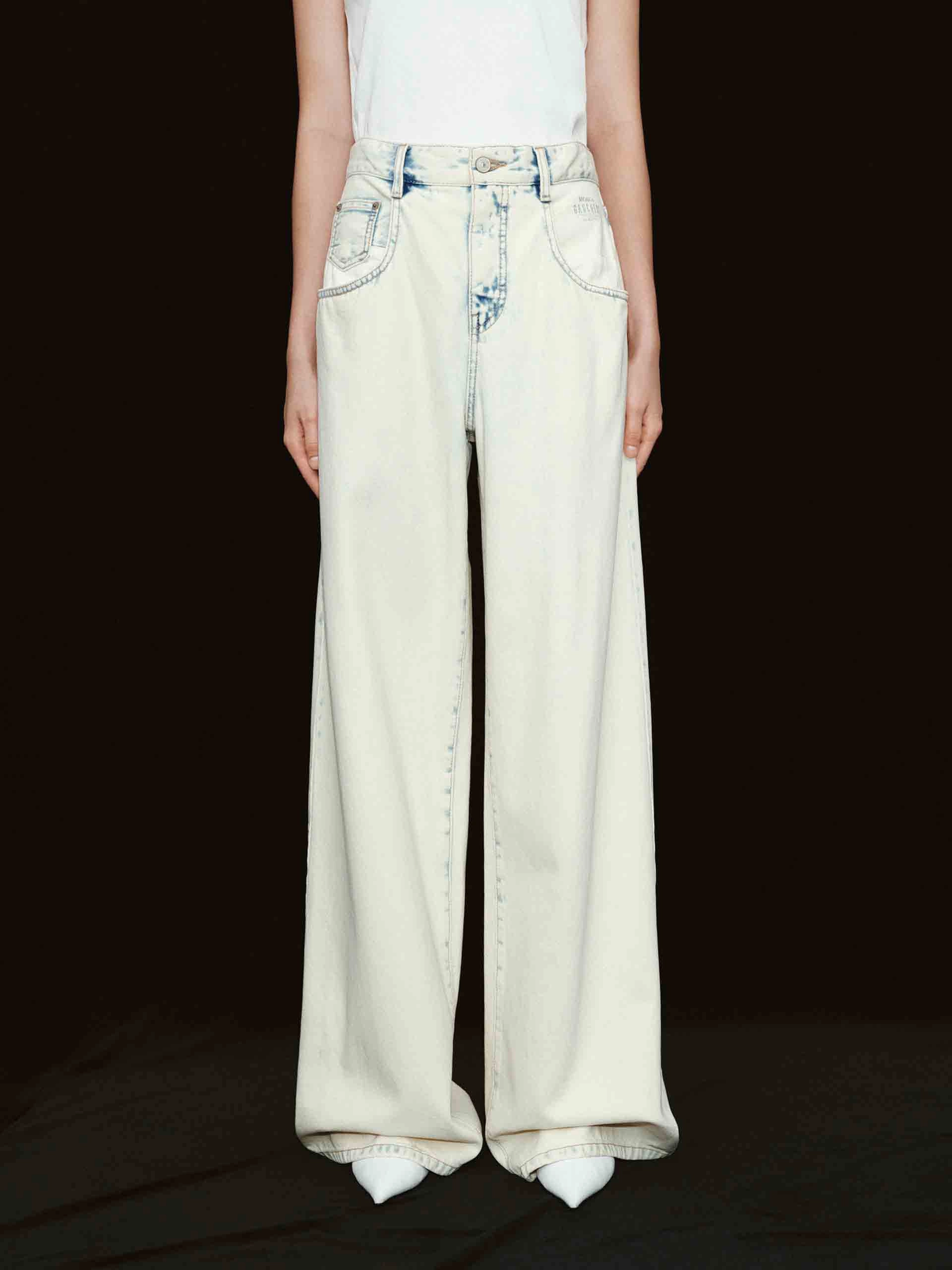 Daily Fashion Snow Washed Blue Wide Jeans