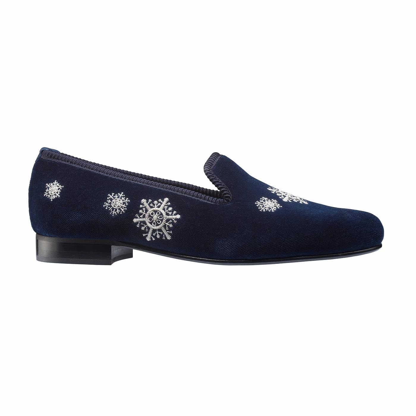 Knit Upper Summer Slide Style Snowflakes Navy Velvet
