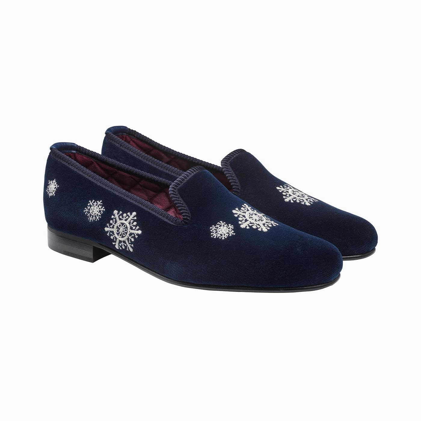 Quality Construction Snowflakes Navy Velvet