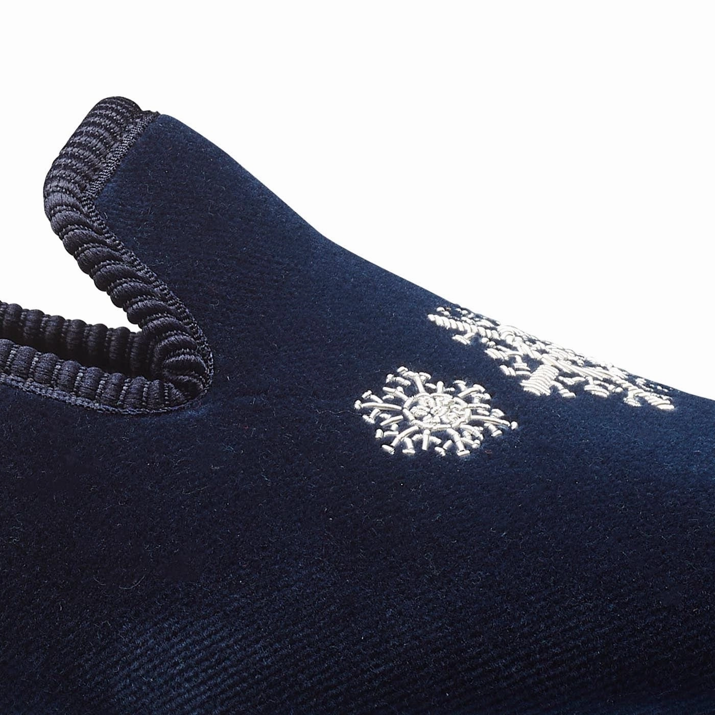 Comfortable Construction Snowflakes Navy Velvet