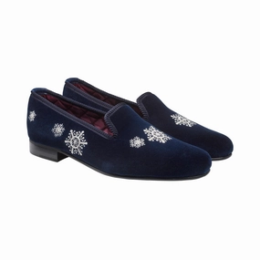 Quality Construction Snowflakes Navy Velvet