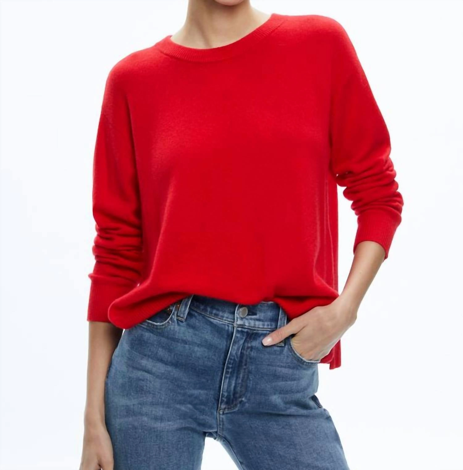 Angie Pullover In Bright Ruby Perfect Wear Snug Layers