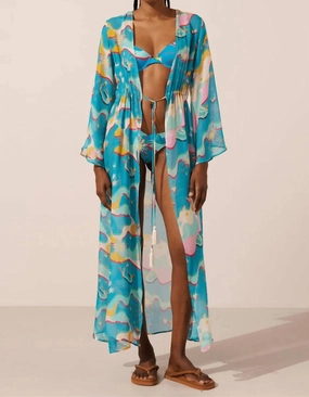 Astroelevator Silk Marisa Kimono In Blue Soft Knitwear