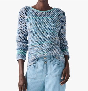 Crochet Surf Sweater In Blue Mix Cozy Must-Have