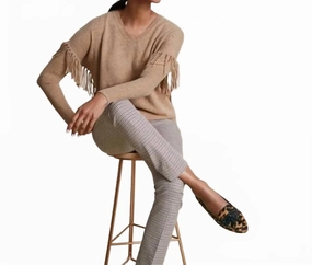 Cashmere Donegal Fringe Sweater In Beige Breathable wear