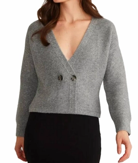 Quinn: Double Breasted Sweater In Smoke Grey Snuggly Knitwear