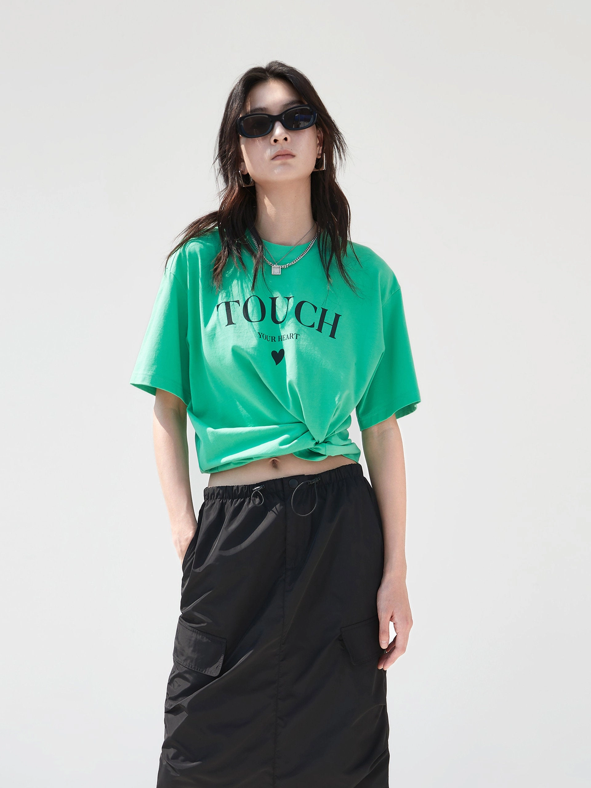 Sweetheart Print Cotton T-Shirt elastic waistband