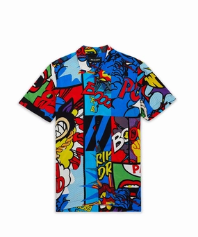 Money Drip Allover Print Short Sleeve Shirt Non Restrictive Cut Double Needle Stitching