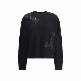 Versace Barocco Leaf Embroide Women's Sweater Chilly Knitwear Light and Cozy