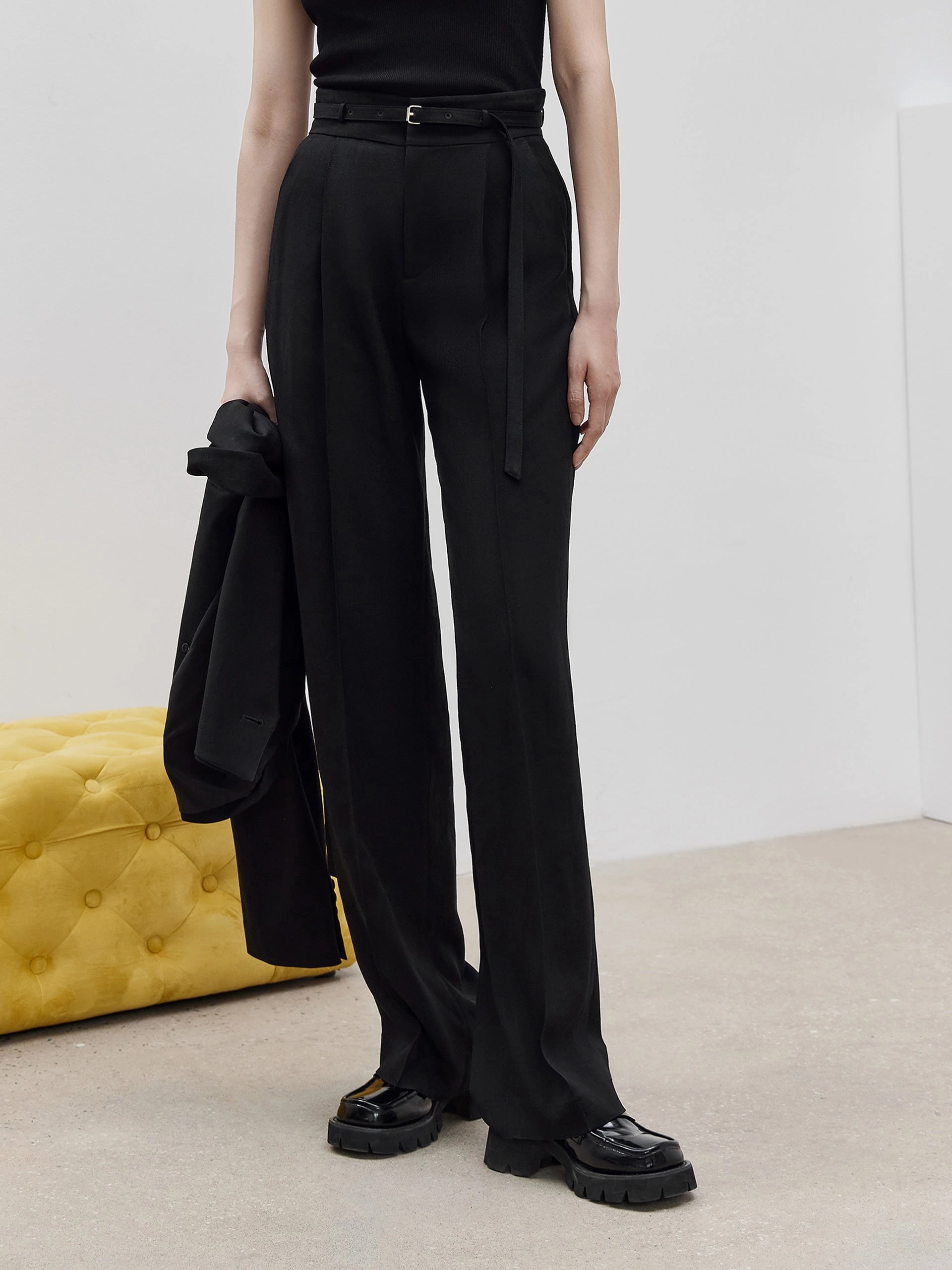 Triacetate Wide Leg Trousers SecureZipperClosures