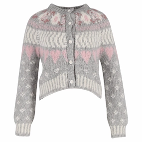 LoveShackFancy Jamie Cardigan In Grey Alpaca Breathable Wool