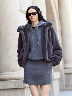 Pre Shrunk Cotton Blend WaterRepellentFabric Soft Hood Fuzzy Coat