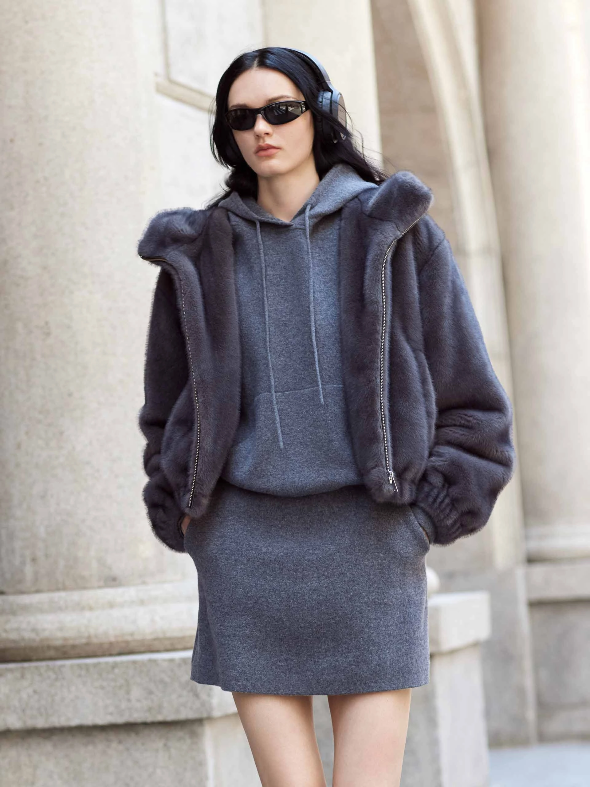 Soft Hood Fuzzy Coat Loose Fit Classic Look