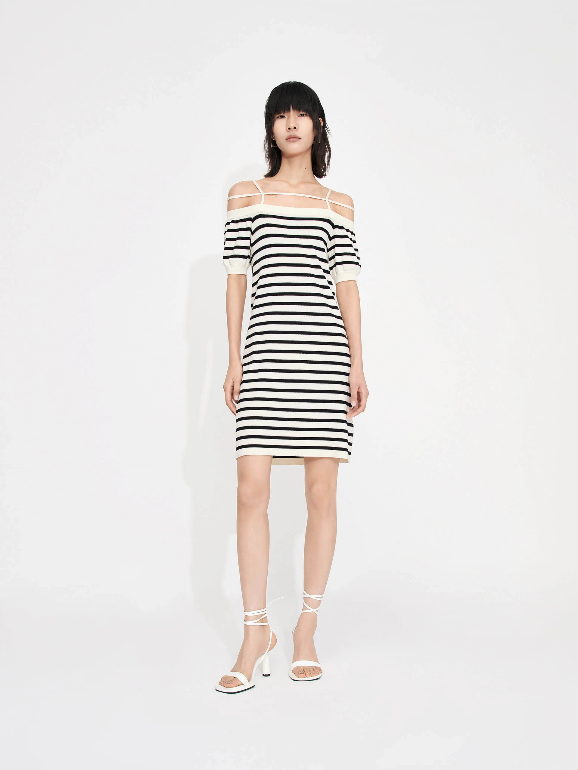 Strap Details Striped Dress Lazy Pick Clean Lines