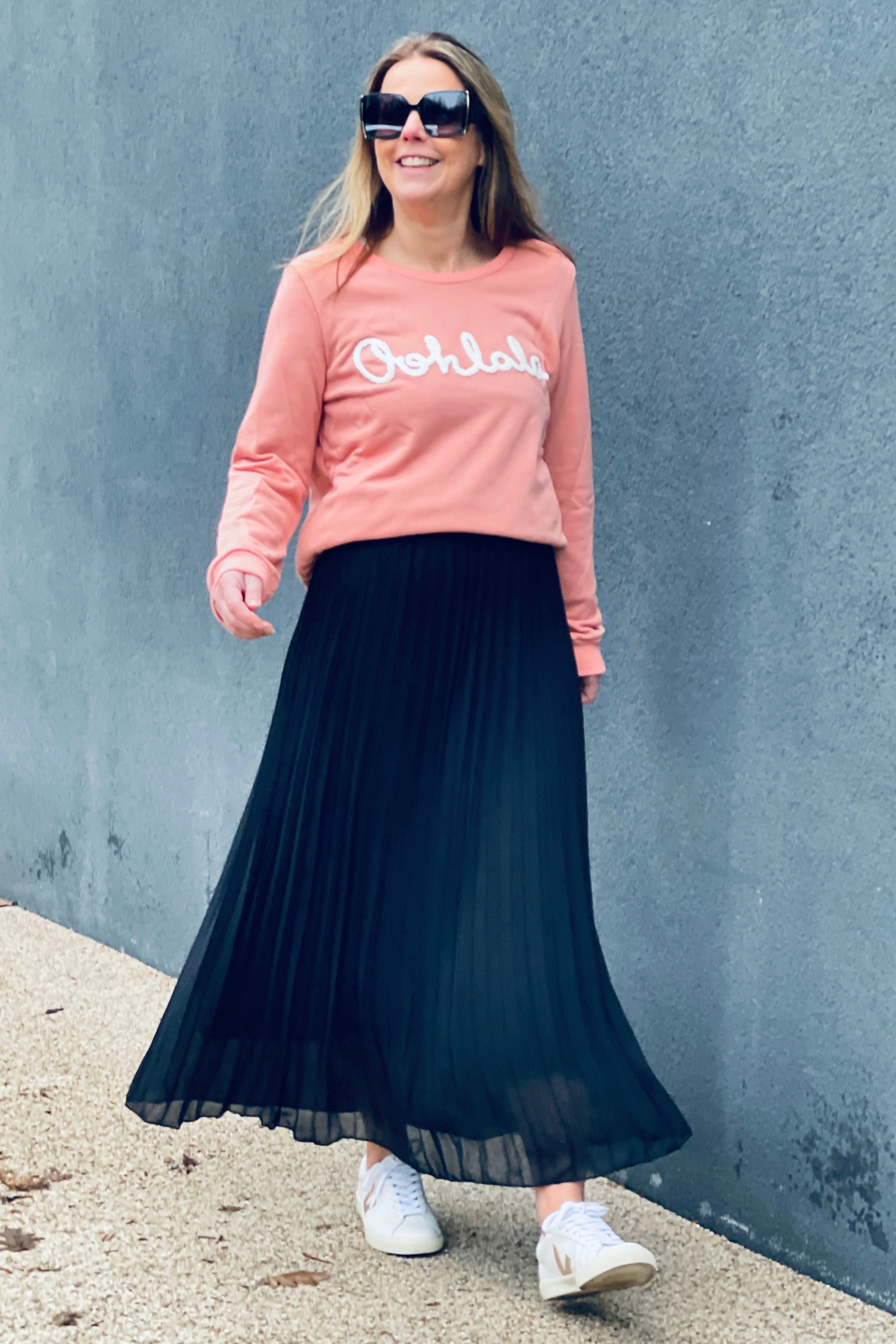 Pleated Maxi Skirt Wardrobe Hero Side Pockets