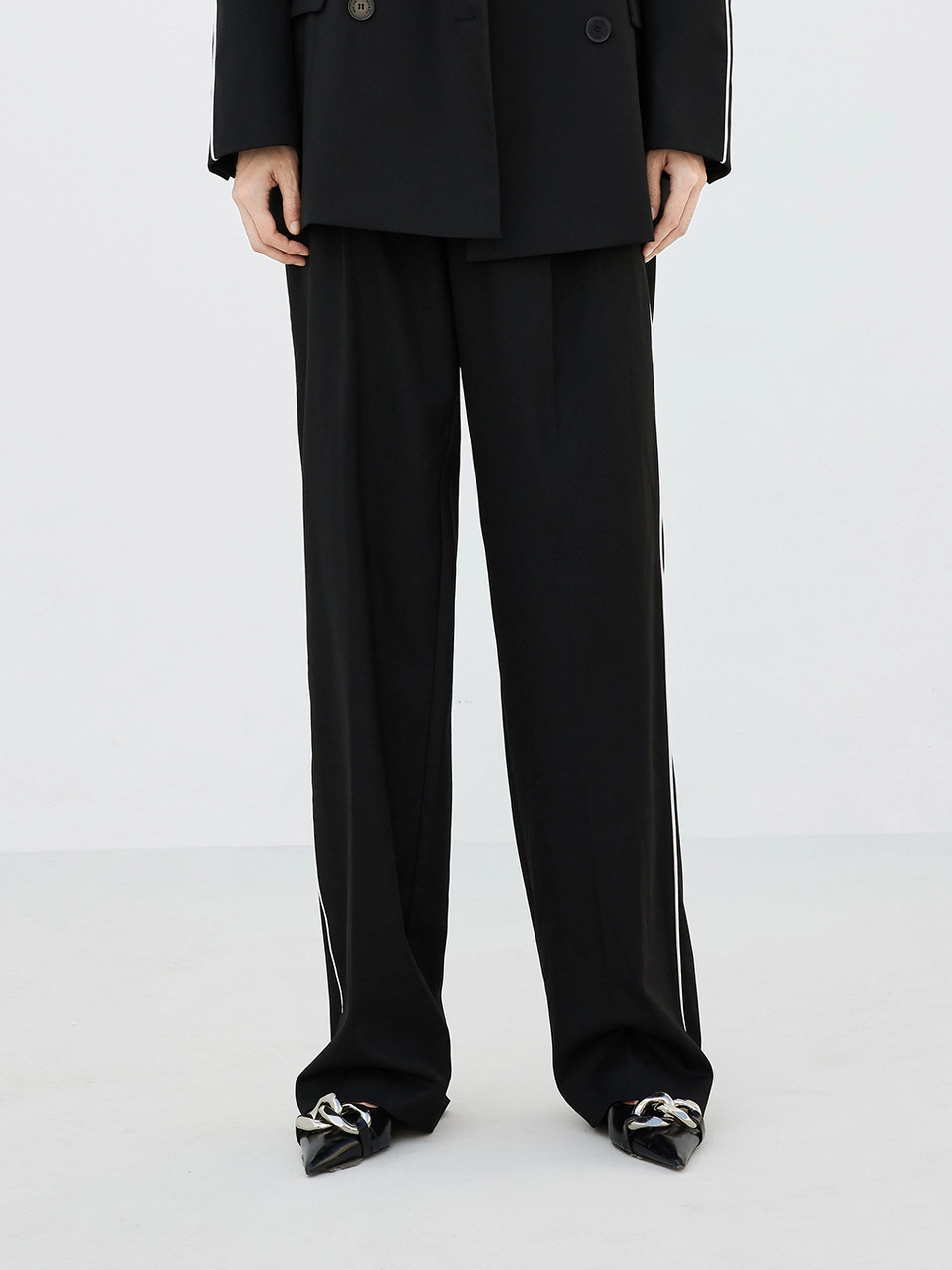 Logo Waistband Straight Pants High-rise waist