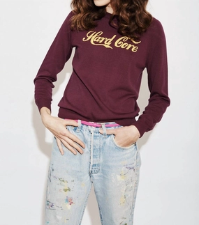 Hard Core Long Sleeve Sweater In Maroon Snuggle Comfort Chunky Yarn