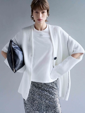 AllDayComfortFit Relaxed Sweatshirt Loose Cutout Sleeve Cardigan