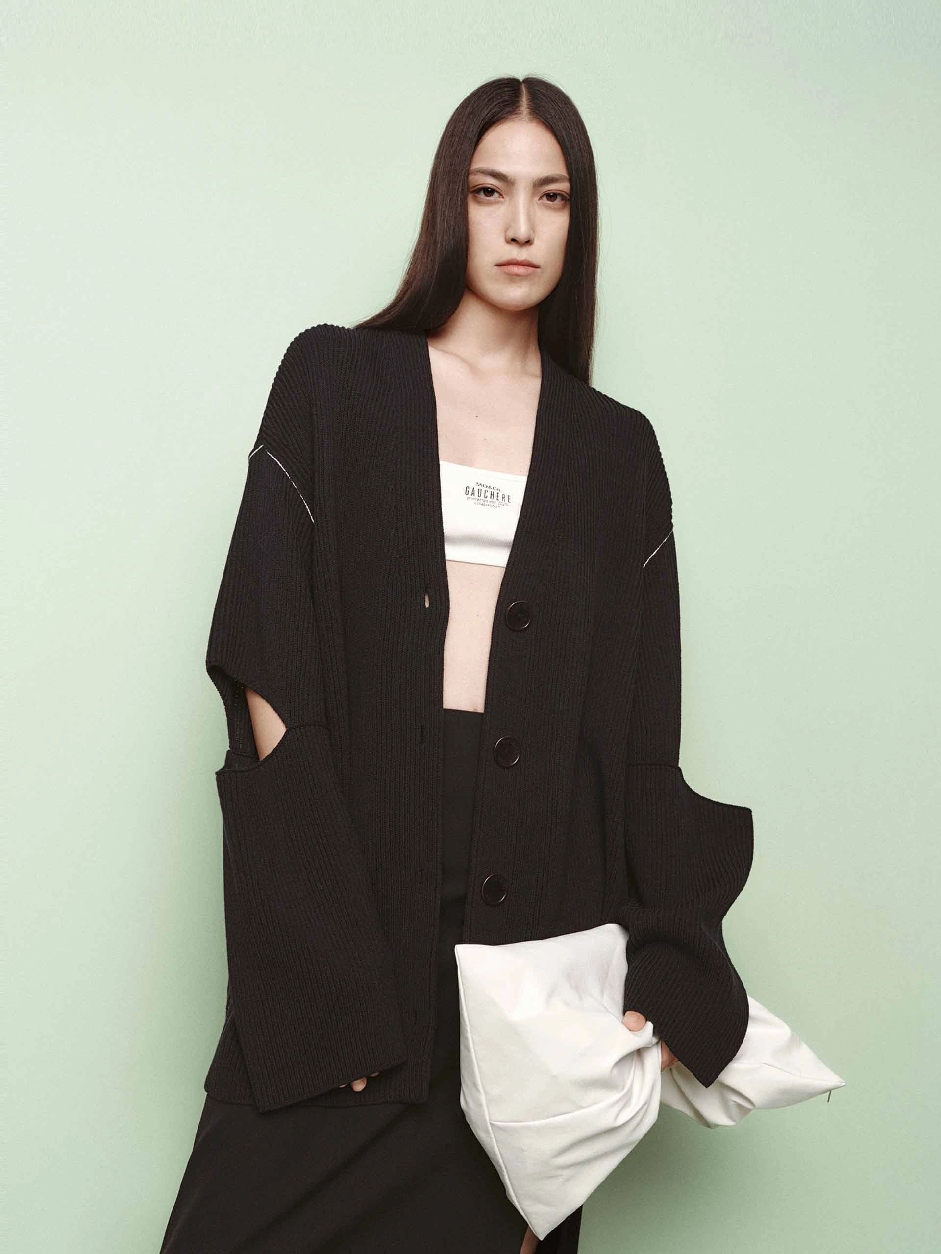 SoftFeel Fabric Loose Cutout Sleeve Cardigan
