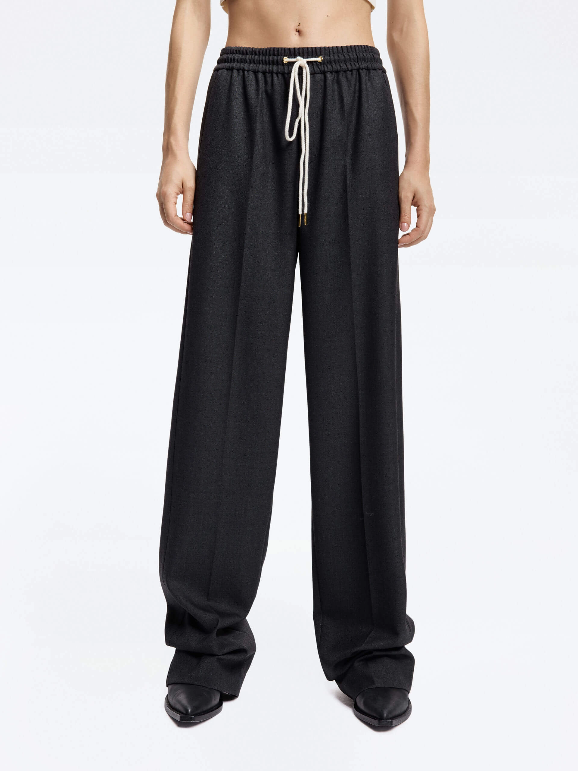 Non Restrictive Adaptable Fit Wool Blend Drawstring Pants