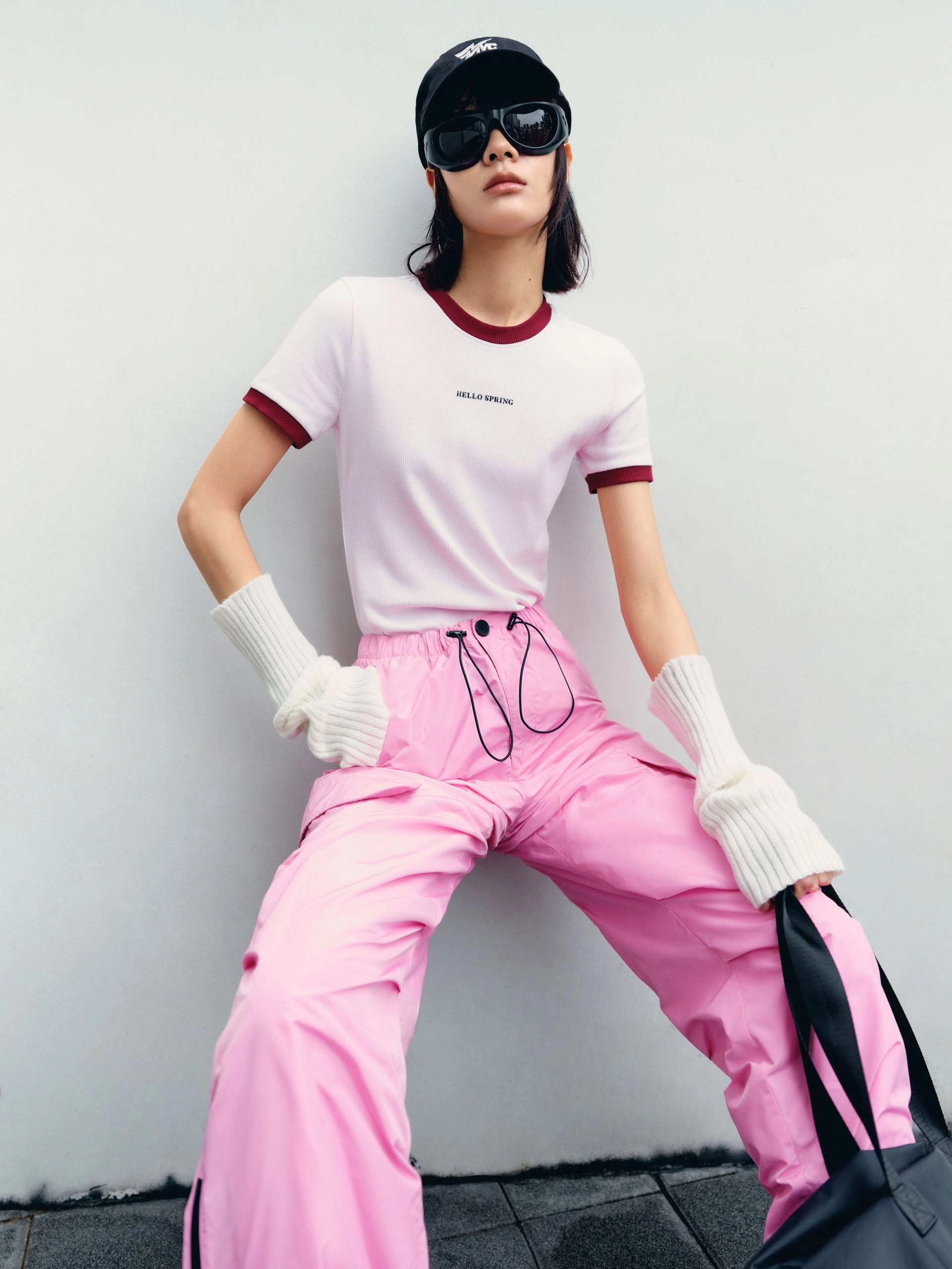 Effortless Fit Letter Print Contrast T-shirt