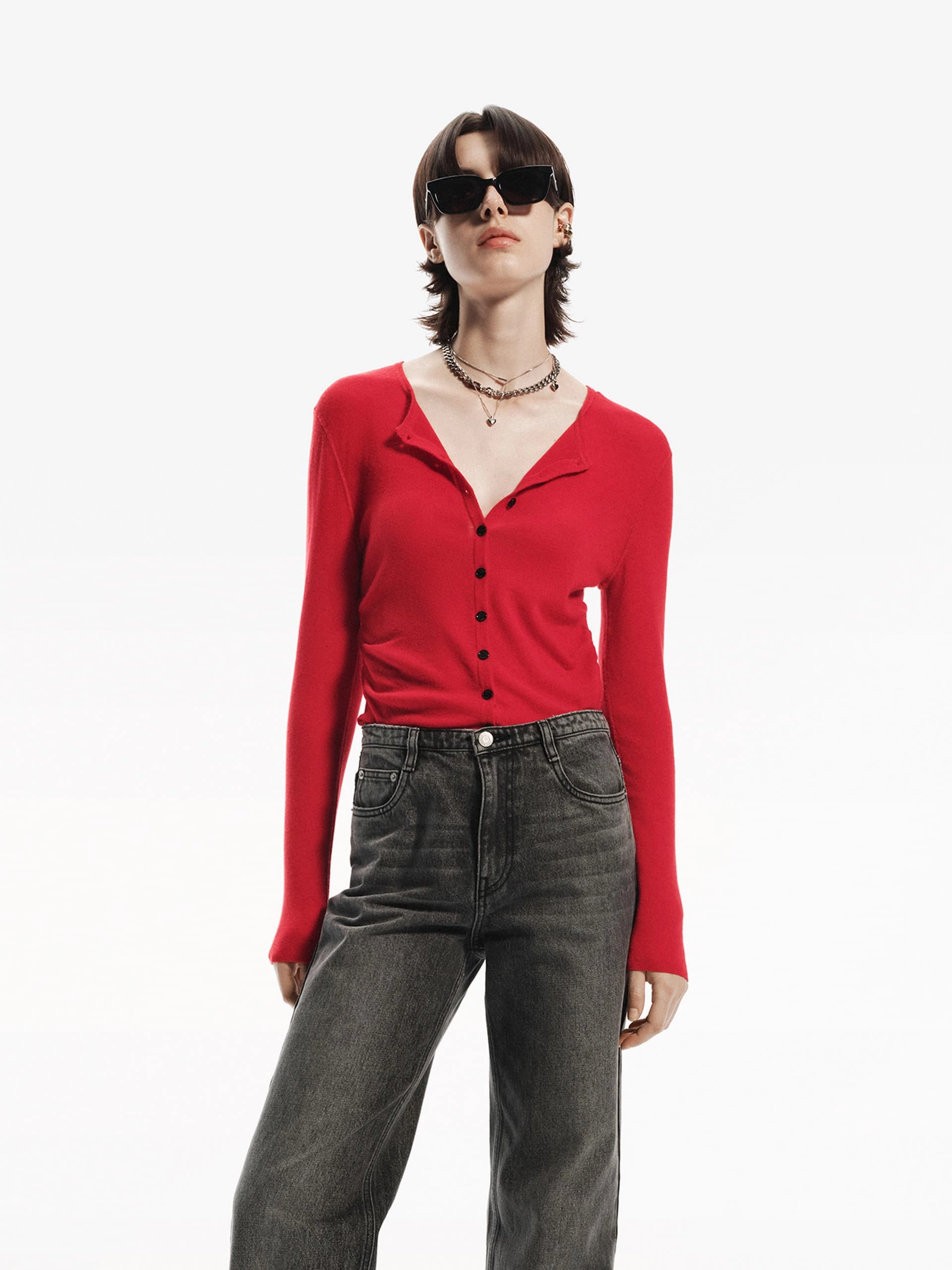 Sweat Absorbing Lining Sustainable Manufacturing Process Soft Wool Knit Cardigan