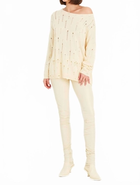 Cozy And Warm Luxe Wear Undone Boatneck Sweater In Butter