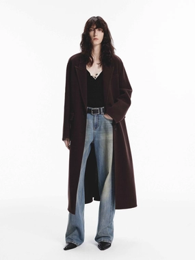 Single Breasted Wool Coat Noise Reduced Fasteners