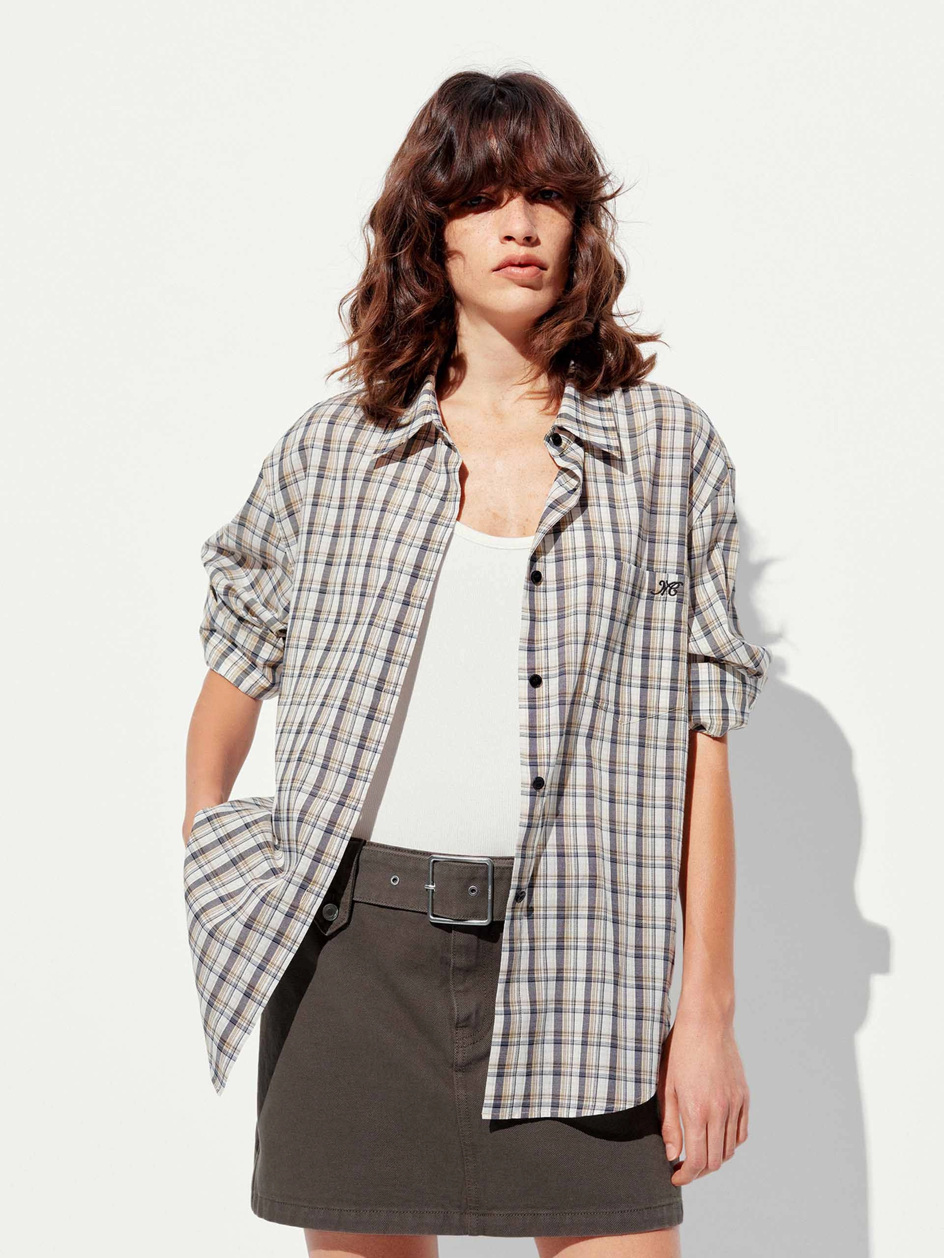 Checked Long Sleeves Shirt FrenchTerry Reinforced Stress Points