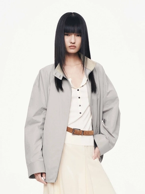 Wool blend Cotton Blend Zipper Coat