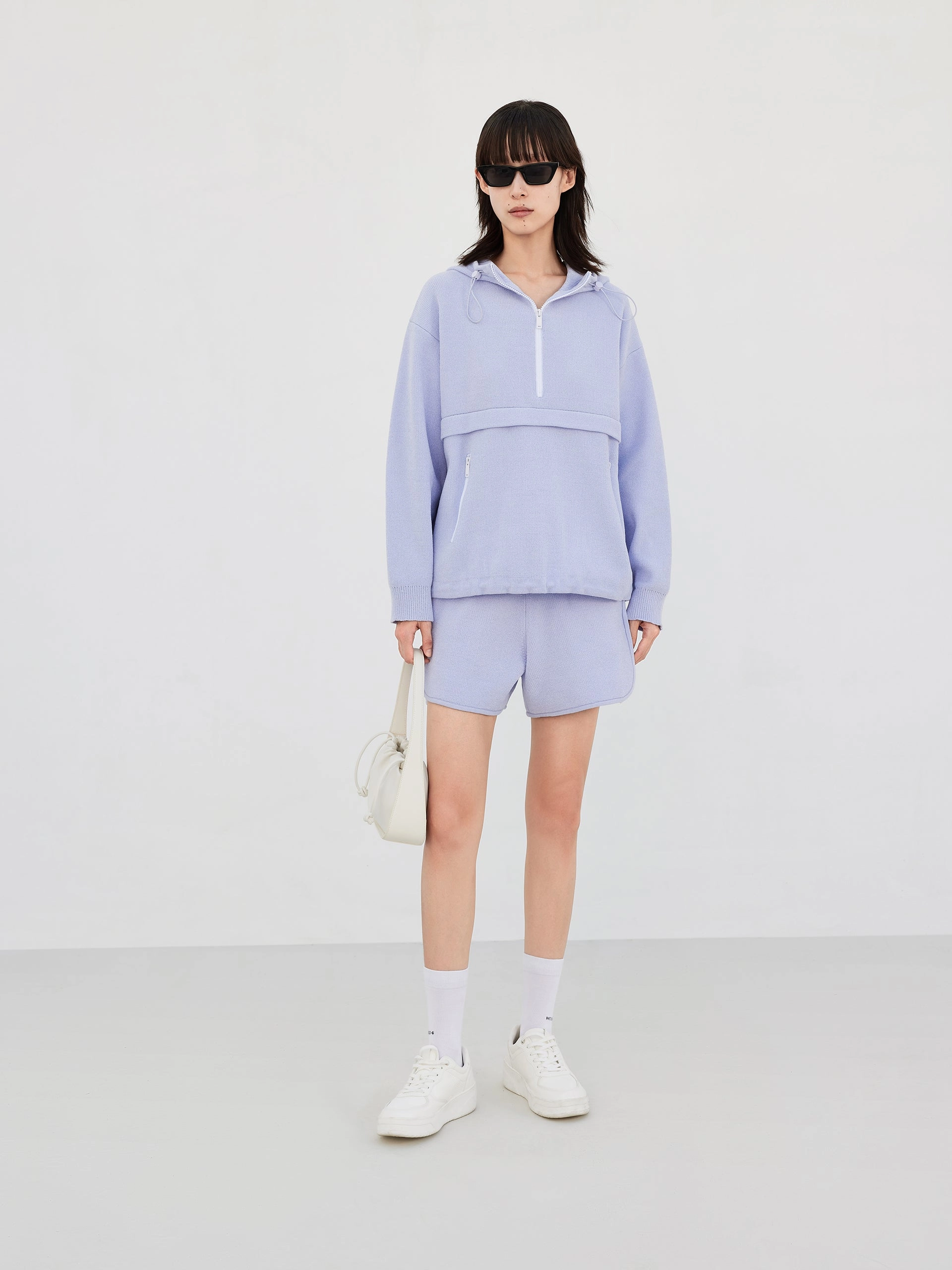 Adjustable Cuffs Drop Shoulder Hooded Sweatshirt