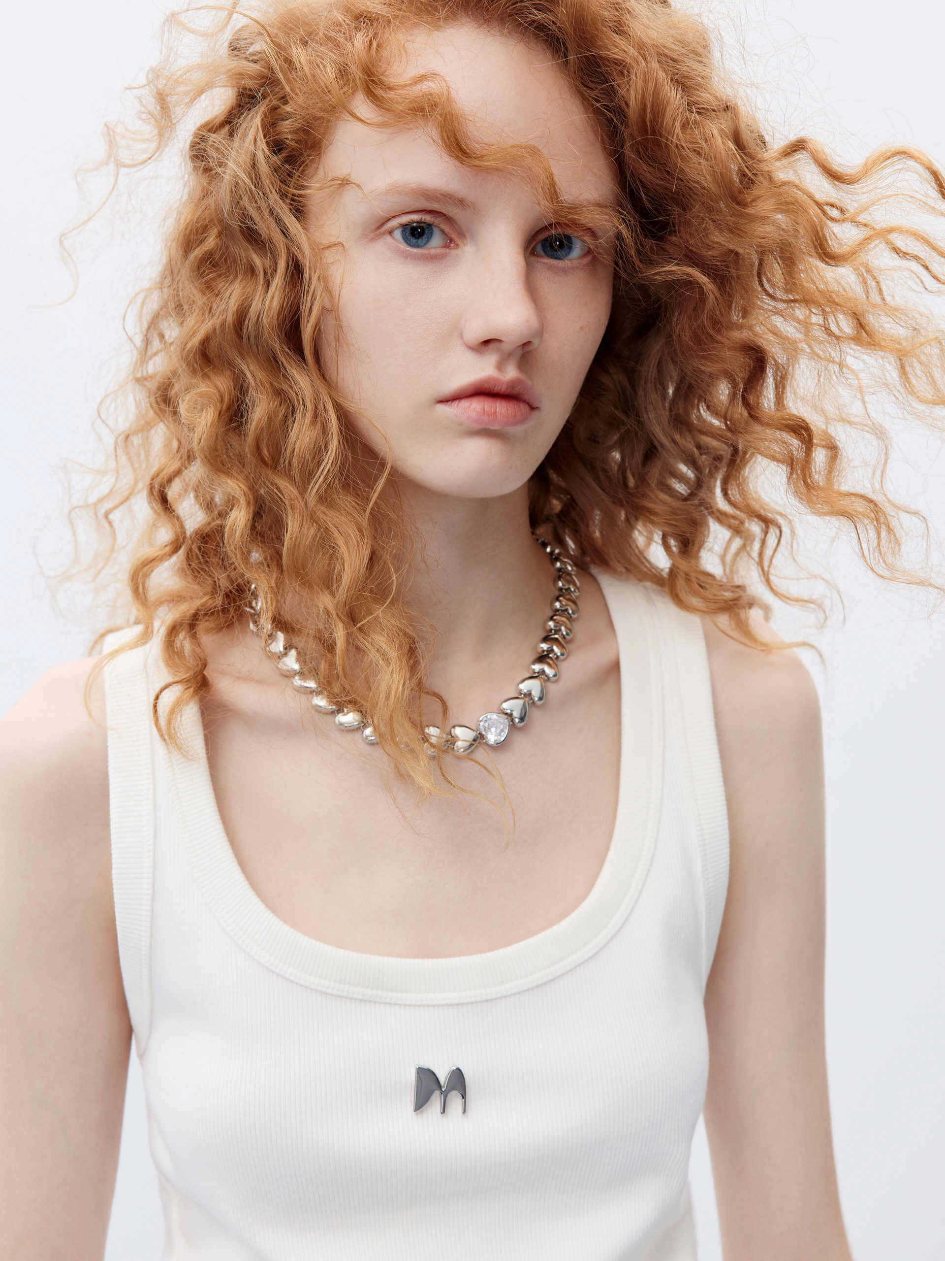 Reflective details Tubular Body Construction Metal M Detail Ribbed Tank Top