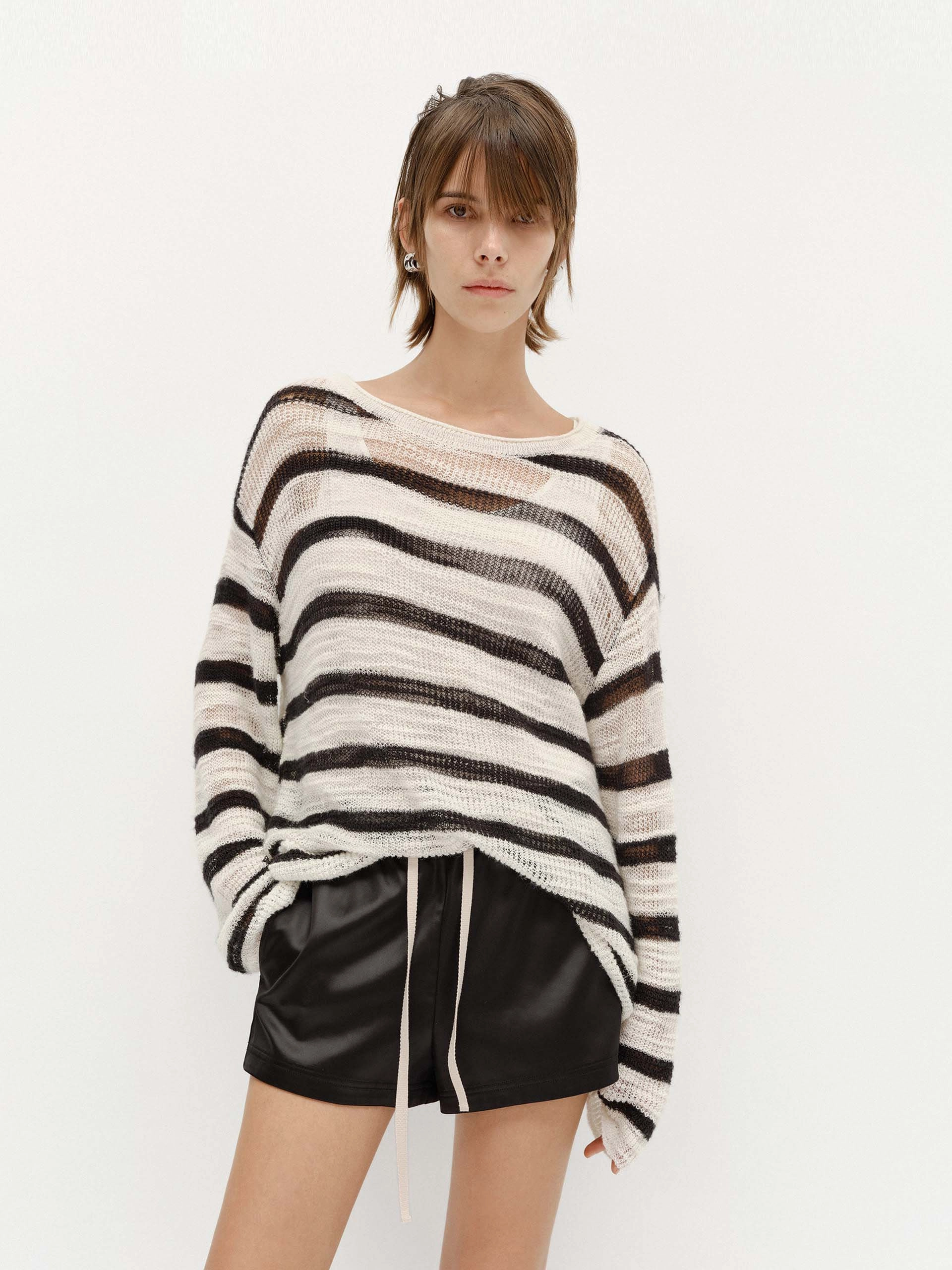 QuickRelease Fastener Versatile Layering Piece Lightweight Stripe Knit Sweater