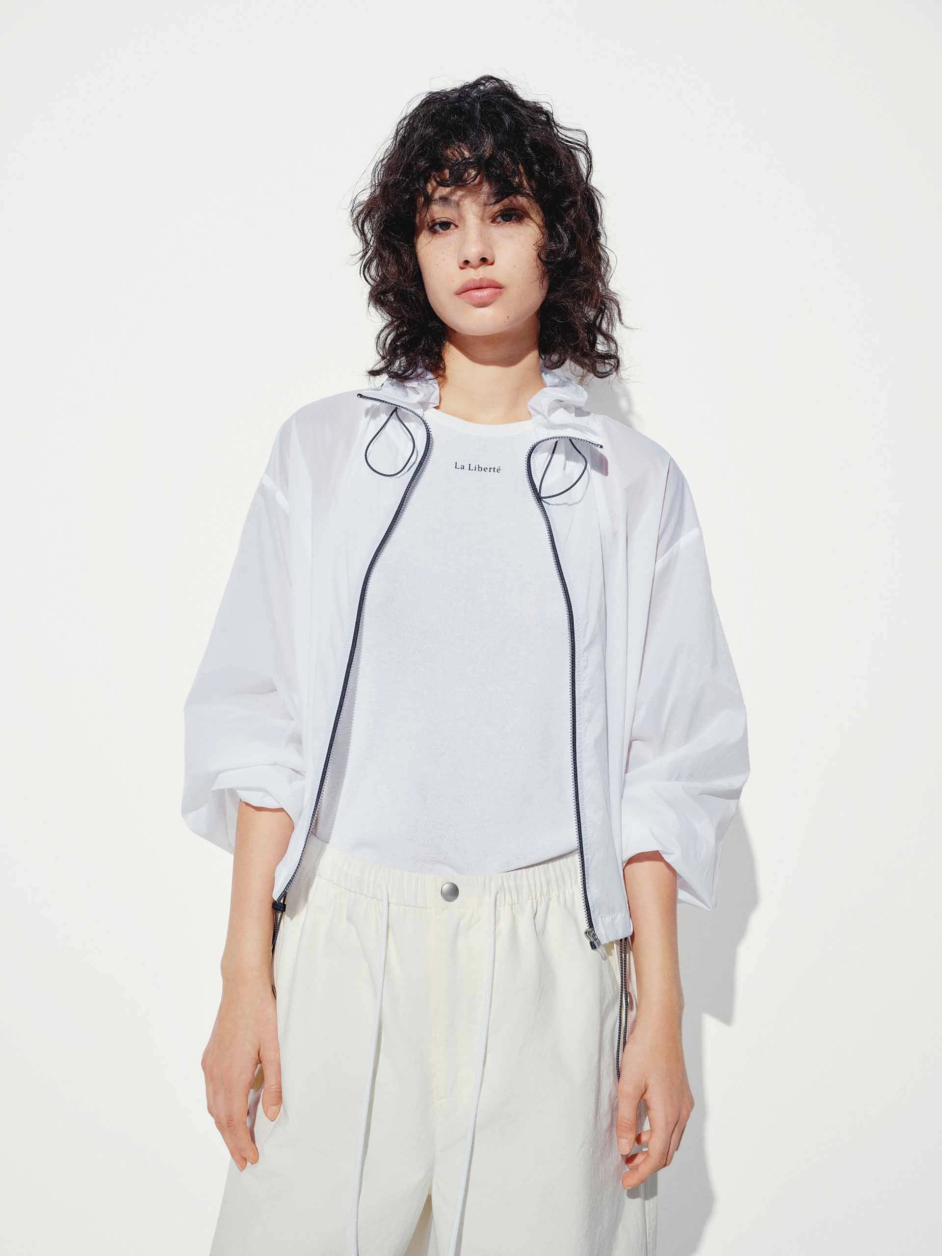Noise Free Zipper Lightweight Drawstring Cropped Jacket