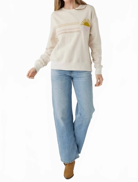 Essential Knit Cold Season Wear Solstice Weekender Crew Neck Sweater In Ecru
