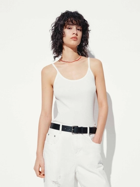 Spaghetti Straps Knitted Tank Top Hygroscopic Inner Layer