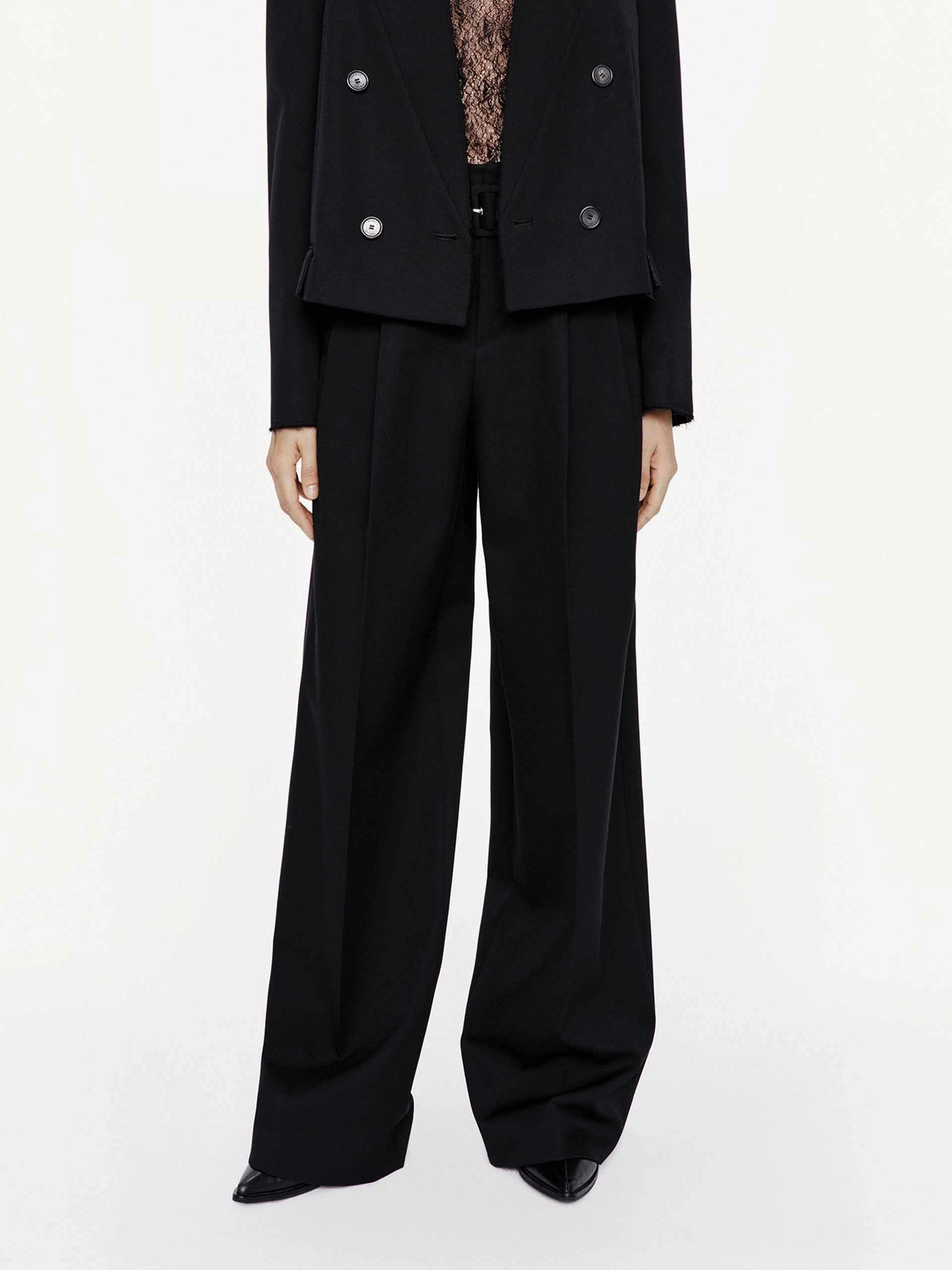 With Belt Wool Trousers Soft Touch Material smooth zipper