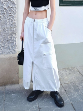 Odor Resistant Treatment Quick Drying Front Zipper Elastic Waist Skirt