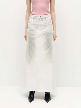 Sprayed Detail Denim Skirt HighDensityWeave